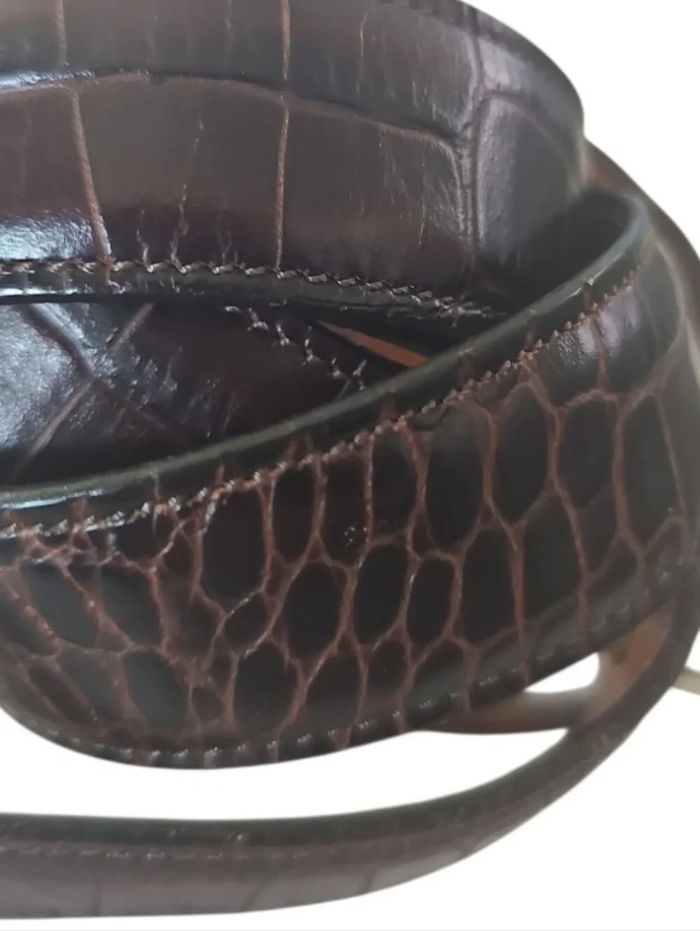 Trafalgar Italian Calfskin Leather Belt Brown Croc Embossed USA Men 38 Dress